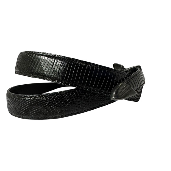 Genuine Vintage LITO-MOTI Black Genuine Lizard Sterling Belt Size M 36 Unisex main image 11